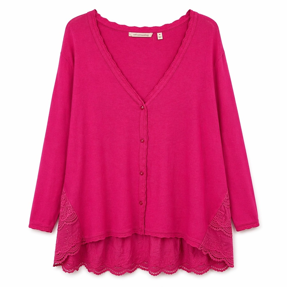 Soft Surroundings Lace Trim Tunic Top Pink Long Plus Size 3X NWT